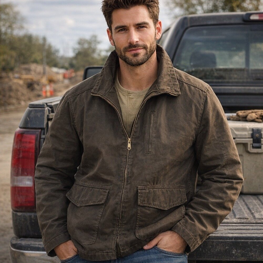 Mens Rogue Brown Insulated Midweight Jacket  Pockets Zip Large GUC